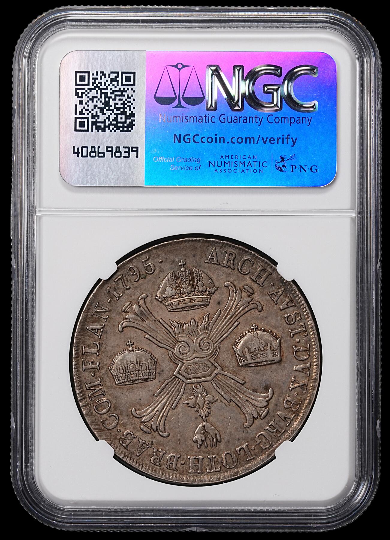 修遠堂世界钱币第八十五期 NGC AU53 1795年神圣罗马帝国-米兰1克朗大银币 有分难得