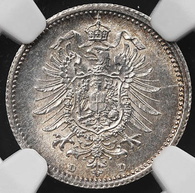 修遠堂世界钱币第八十五期 - NGC MS62 1876年德国20芬尼银币 D厂铭