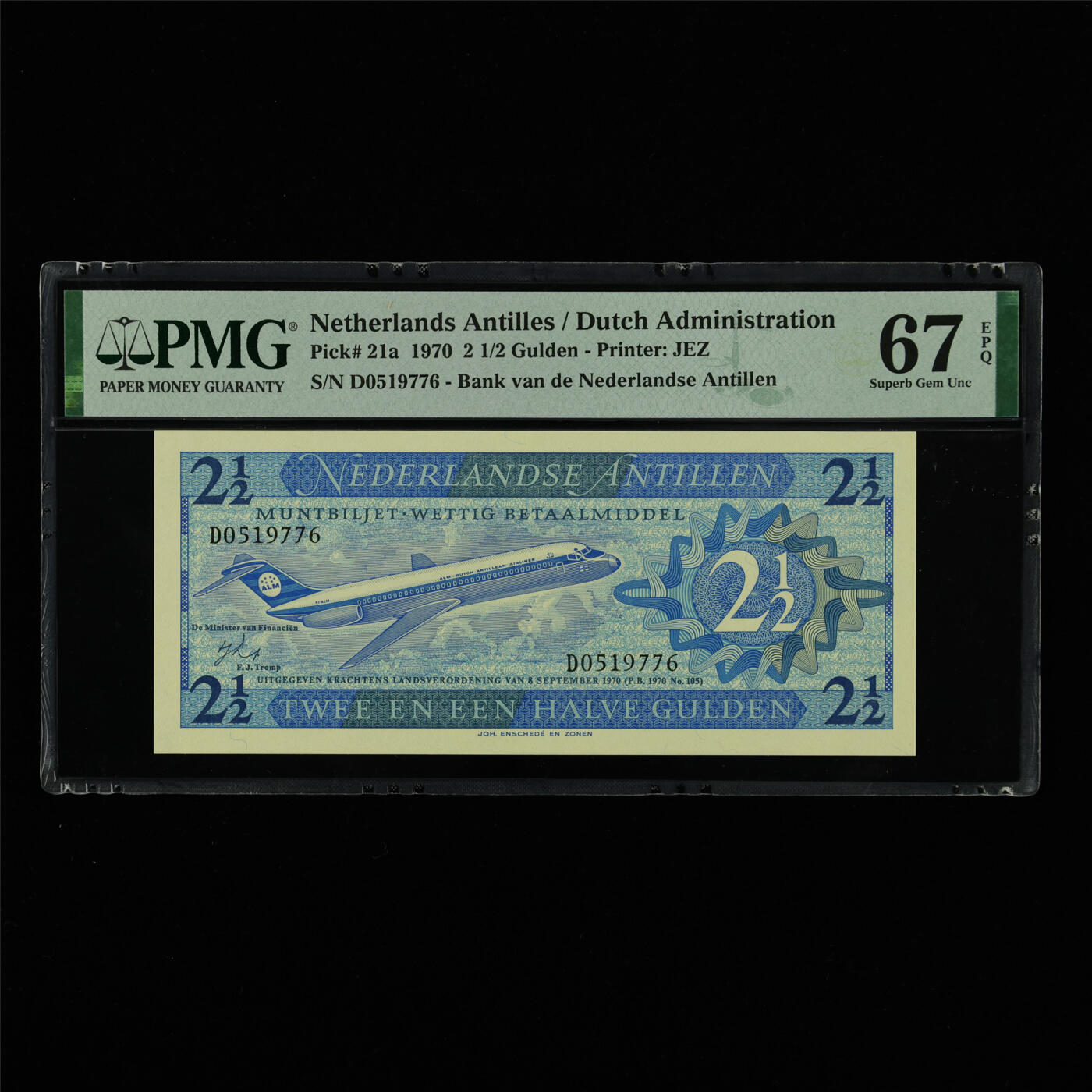 【亘邦集藏】第213期拍卖 1970年 荷属安的列斯群岛2.5古尔登 PMG 67EPQ D0519776