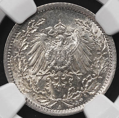 修遠堂世界钱币第八十五期 - NGC MS66 1917年德国1/2马克银币 A厂铭