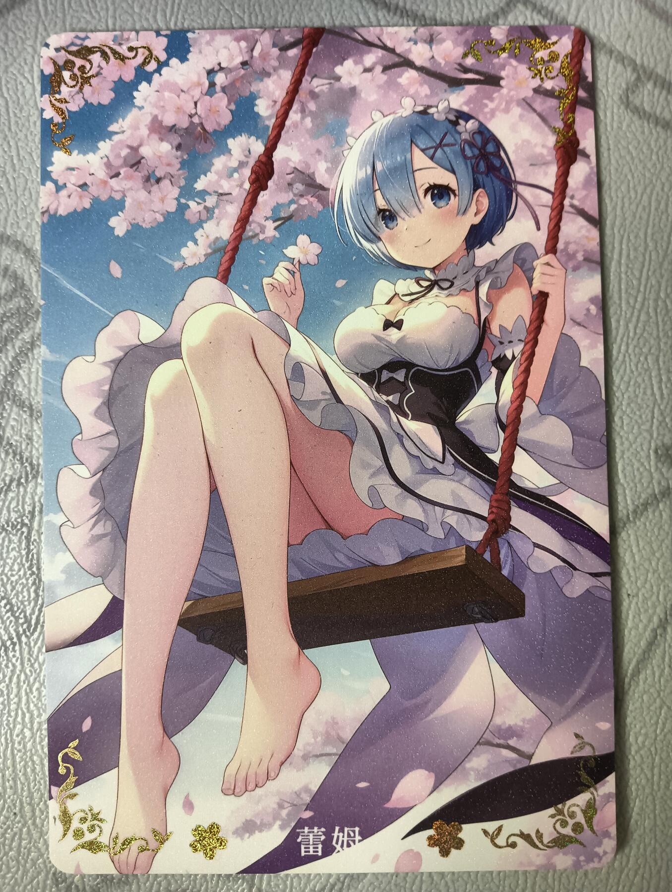 花开卡拍第39期（9月21号周日截拍，品控勿拍!!!拍品不寄存，运费5元，自制卡难免瑕疵，可能存在轻微撞角爆边等出厂瑕疵，品控介意勿拍！） 蕾姆A5大卡，有点撞角介意勿拍