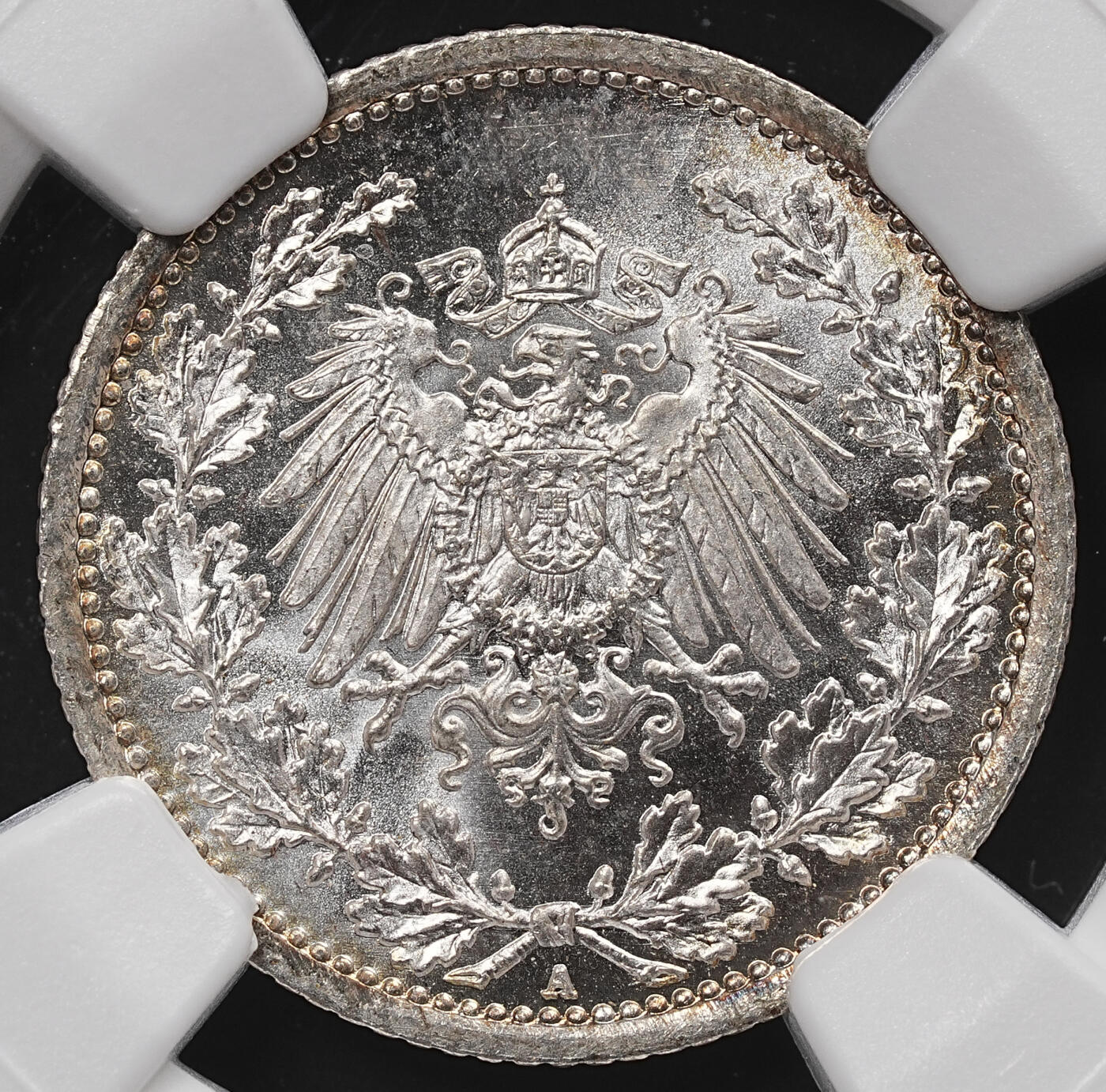 修遠堂世界钱币第八十五期 NGC MS67 1914年德国1/2马克银币 A厂铭