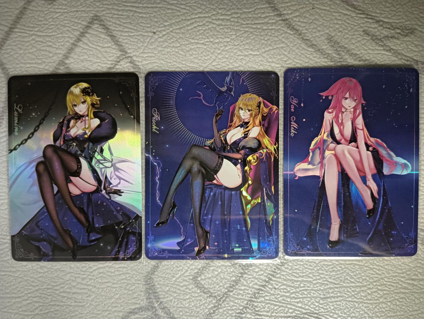 花开卡拍第39期（9月21号周日截拍，品控勿拍!!!拍品不寄存，运费5元，自制卡难免瑕疵，可能存在轻微撞角爆边等出厂瑕疵，品控介意勿拍！） 大长腿彩闪三张