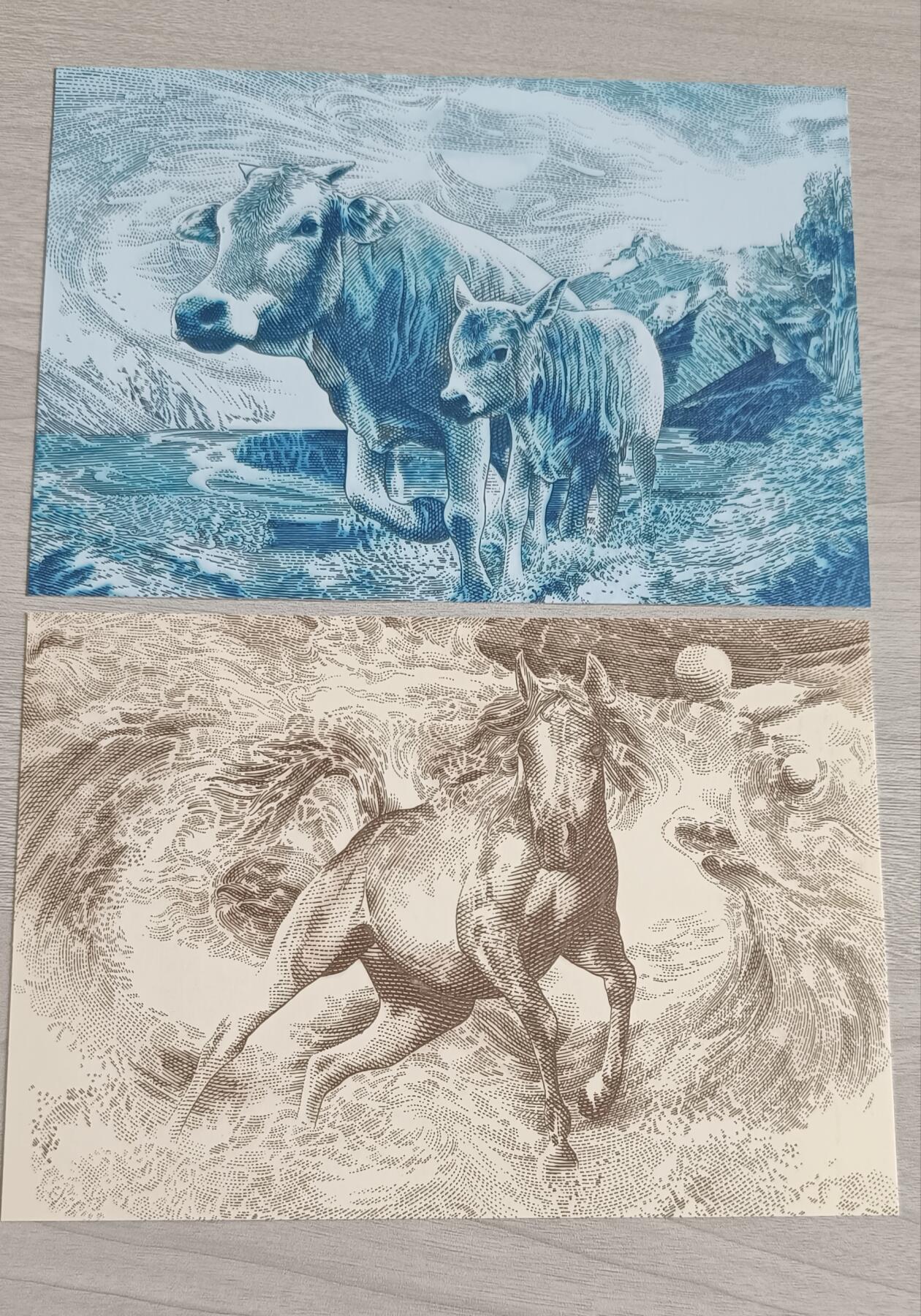 如意阁钱币场第二十场（含顾客送拍品） 高浮雕版牛马明信片（2012年中国邮政贺卡获奖纪念）