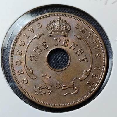 KK钱币收藏小铺 第341场 2月预留时间 周末发货 - 1952英属西非1便士铜币
