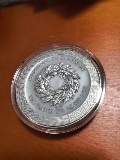 长老汇蛇年精选第四十八场拍卖 2022喀麦隆国色天香系列之阿波罗与缪斯5000法郎仿古高浮雕银币，5盎司999银，盒证全，500枚