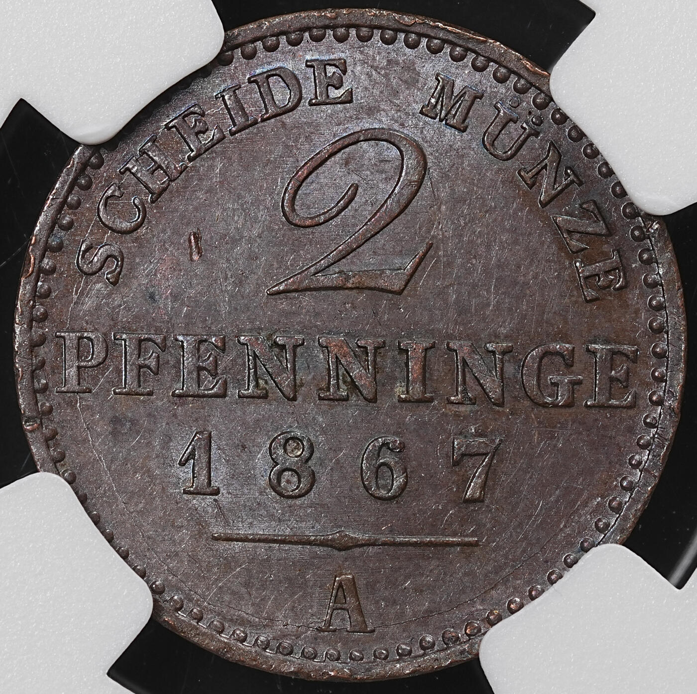 修遠堂世界钱币第八十五期 NGC MS62BN 1867年普鲁士2芬尼铜币