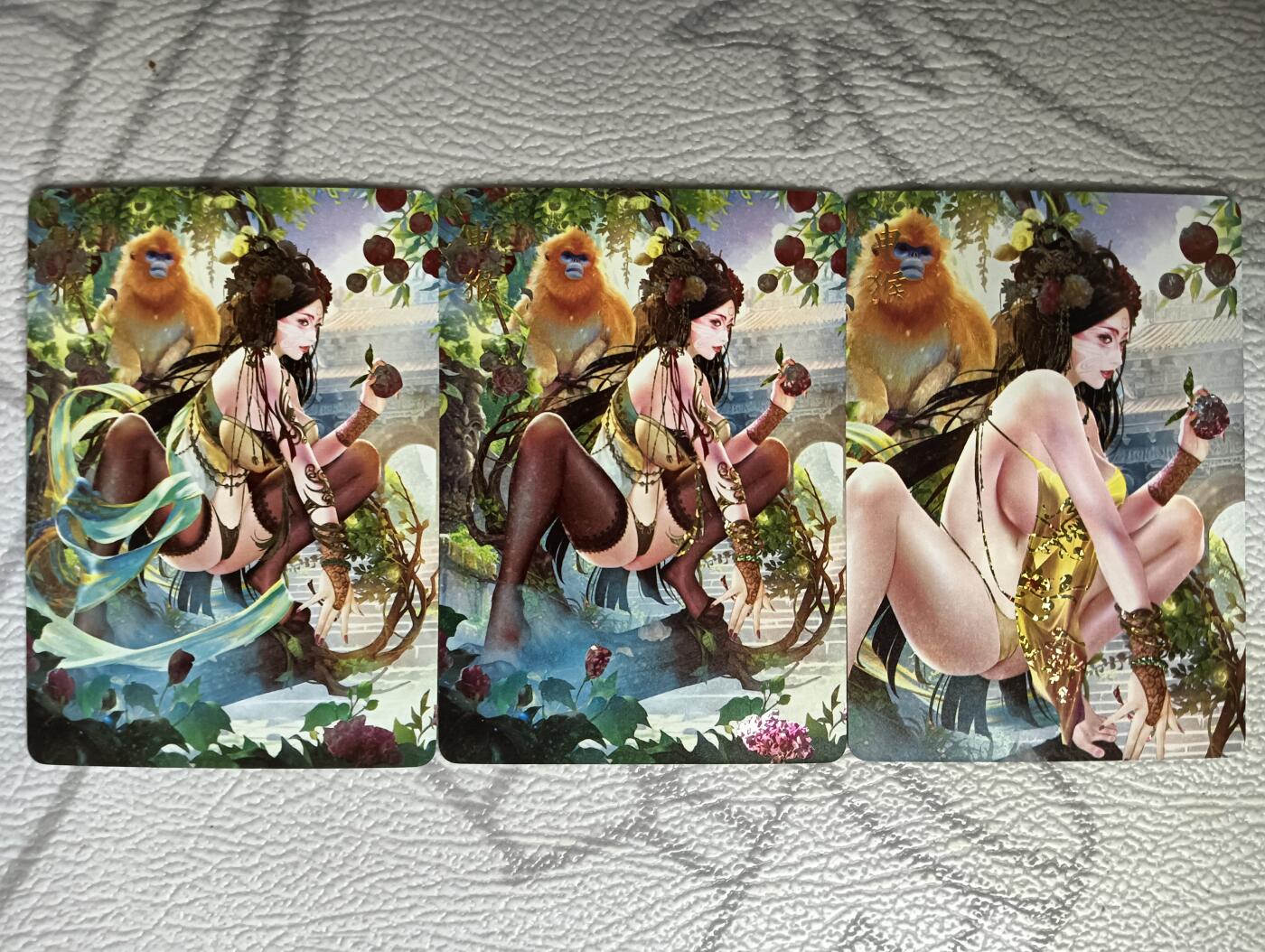 花开卡拍第39期（9月21号周日截拍，品控勿拍!!!拍品不寄存，运费5元，自制卡难免瑕疵，可能存在轻微撞角爆边等出厂瑕疵，品控介意勿拍！） 巴丁生肖 猴 钻闪3张