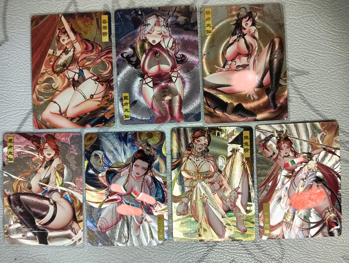 花开卡拍第39期（9月21号周日截拍，品控勿拍!!!拍品不寄存，运费5元，自制卡难免瑕疵，可能存在轻微撞角爆边等出厂瑕疵，品控介意勿拍！） 砖家艳绝西游 7张粗闪
