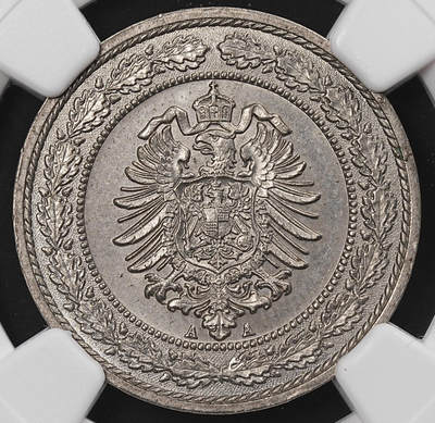 修遠堂世界钱币第八十五期 - NGC MS64 1887年德国20芬尼镍币 A厂铭