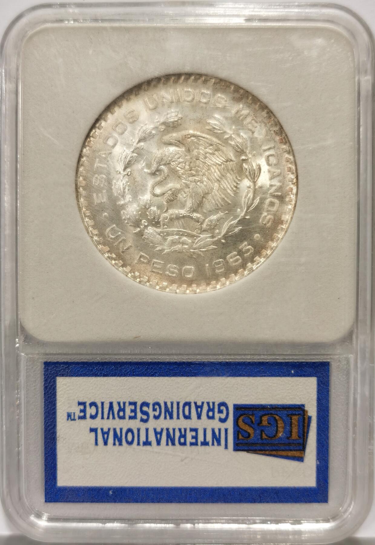 博洋堂世界钱币拍卖第140期（全场包邮） IGS MS67 墨西哥1963年1比索银币