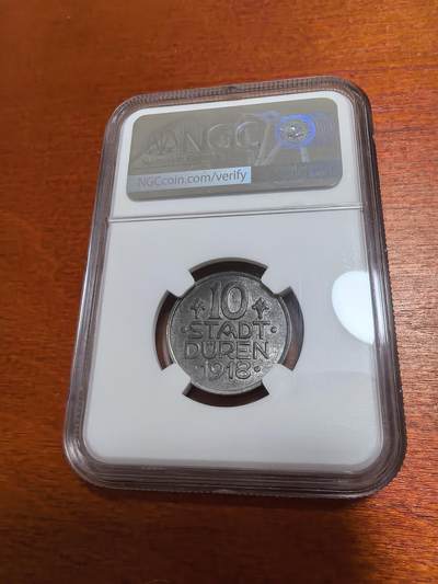 长老汇蛇年精选第四十八场拍卖 1918德紧杜伦士兵10芬尼铁币，NGC MS64，季军，更高3枚