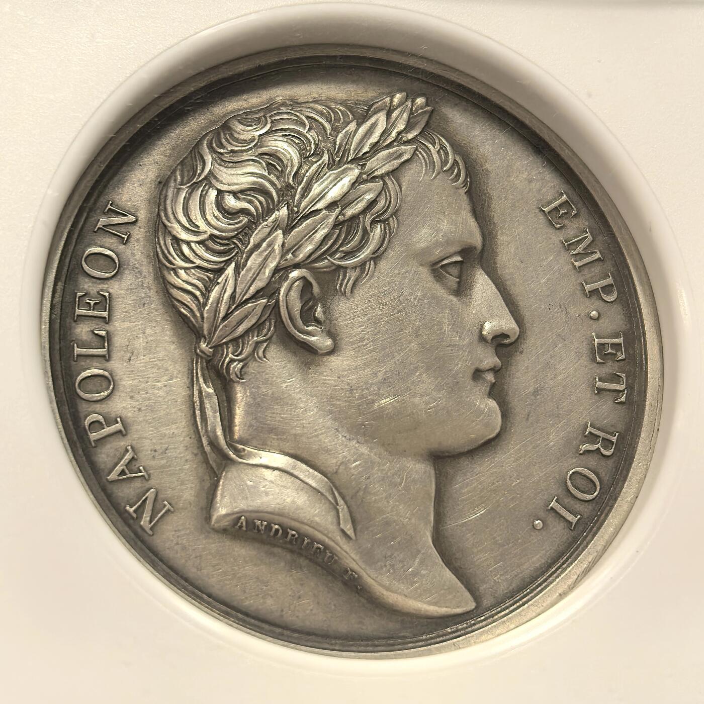博洋堂世界钱币拍卖第140期（全场包邮） NGC UNC 法国1806年拿破仑银章，纪念伊斯特里亚被征服。状态极佳，轻微清洁。丰饶角边铭，稀有品种，收藏价值极高！