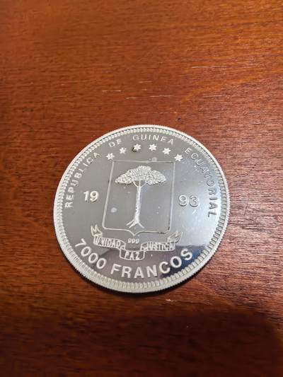 长老汇蛇年精选第四十八场拍卖 1993赤道几内亚戟龙7000法郎彩色精制银币，20.52克999银