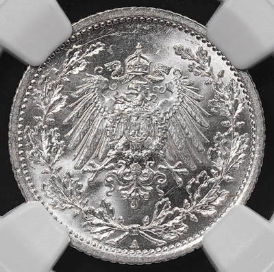修遠堂世界钱币第八十五期 - NGC MS65 1916年德国1/2马克银币 A厂铭