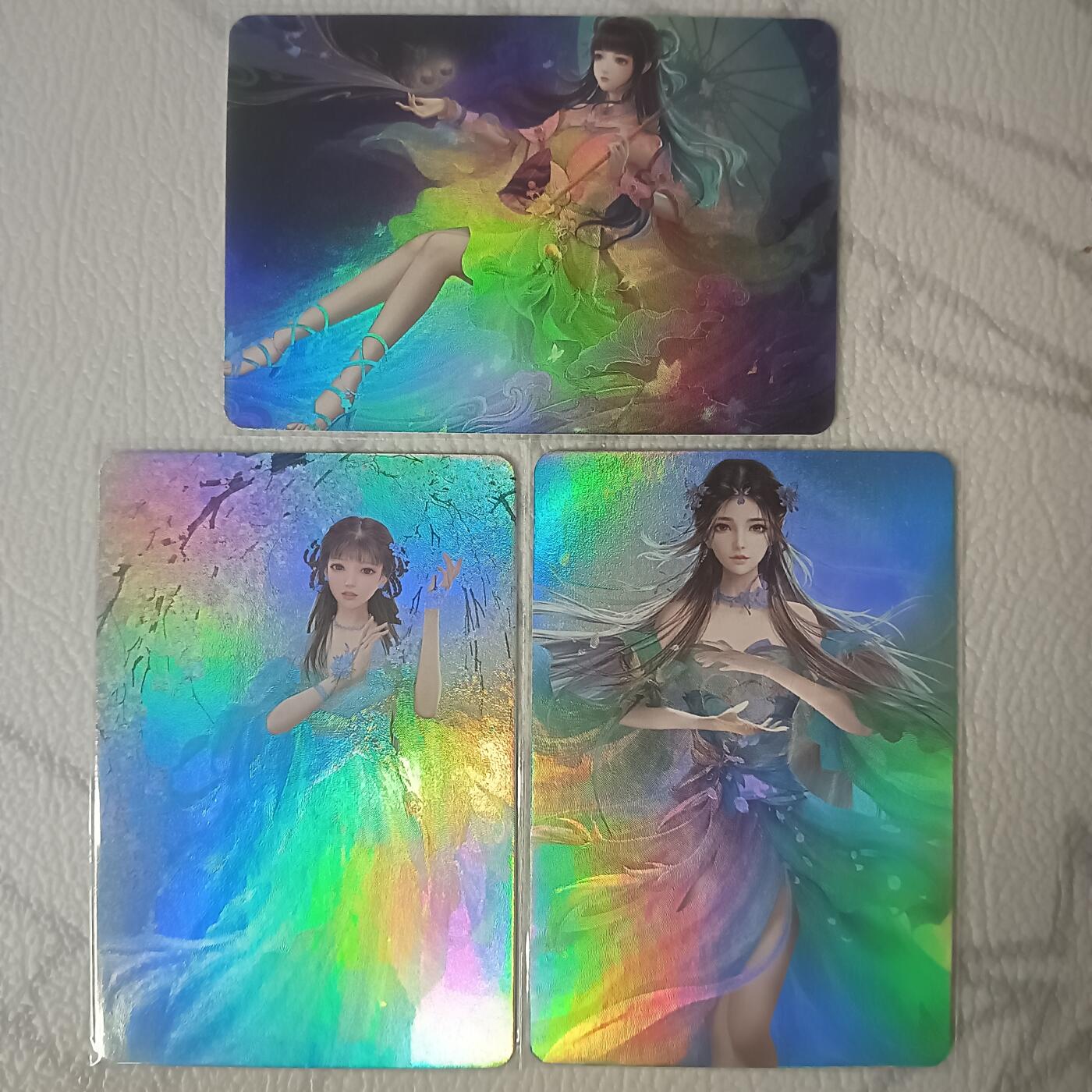 花开卡拍第39期（9月21号周日截拍，品控勿拍!!!拍品不寄存，运费5元，自制卡难免瑕疵，可能存在轻微撞角爆边等出厂瑕疵，品控介意勿拍！） 宁缺卡牌 碧瑶3张 粗彩闪