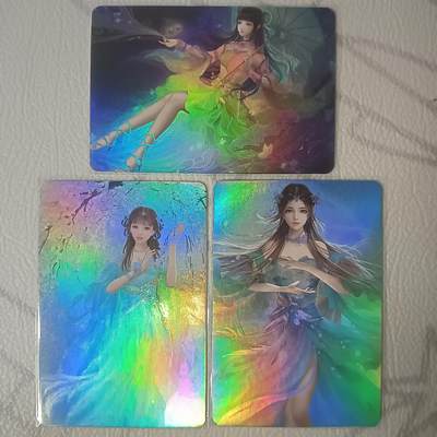 花开卡拍第39期（9月21号周日截拍，品控勿拍!!!拍品不寄存，运费5元，自制卡难免瑕疵，可能存在轻微撞角爆边等出厂瑕疵，品控介意勿拍！） - 宁缺卡牌 碧瑶3张 粗彩闪