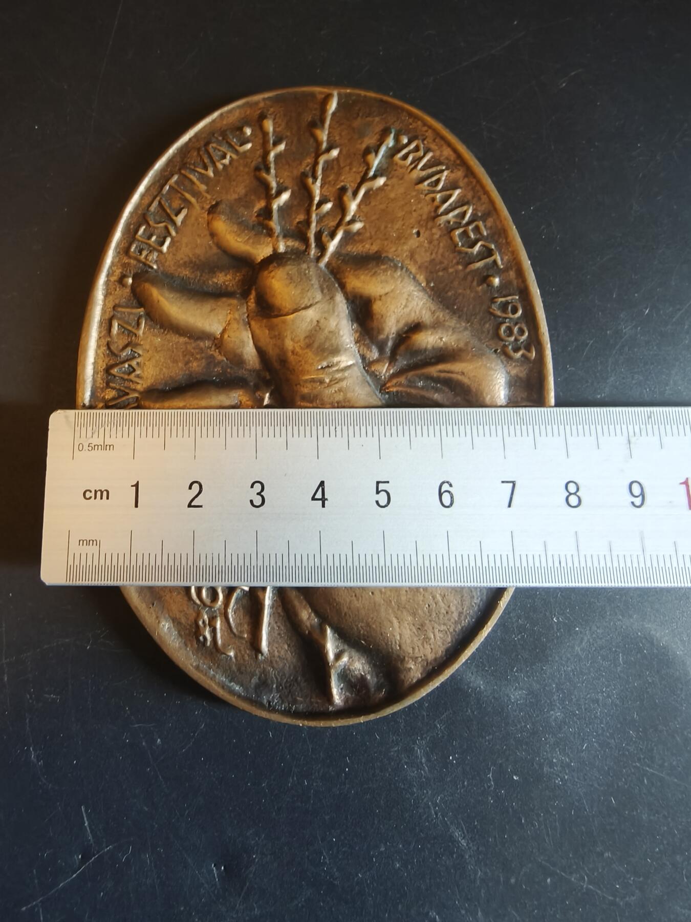 老王徽章第150期 匈牙利布达佩斯1983年春季艺术节大铜章       尺寸10.5×8cm     重量165.1g