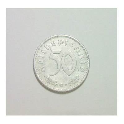 【旋风钱币】10月4日19:00准时开拍 精美欧洲币章 第三帝国货币等 全场包邮！ 稀年 德国第三帝国1943年G版50芬尼 极美品