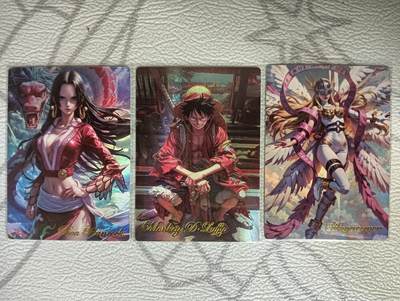 花开卡拍第39期（9月21号周日截拍，品控勿拍!!!拍品不寄存，运费5元，自制卡难免瑕疵，可能存在轻微撞角爆边等出厂瑕疵，品控介意勿拍！） - 海贼王卡牌 女帝+路飞 还有天女兽 磨砂彩闪
