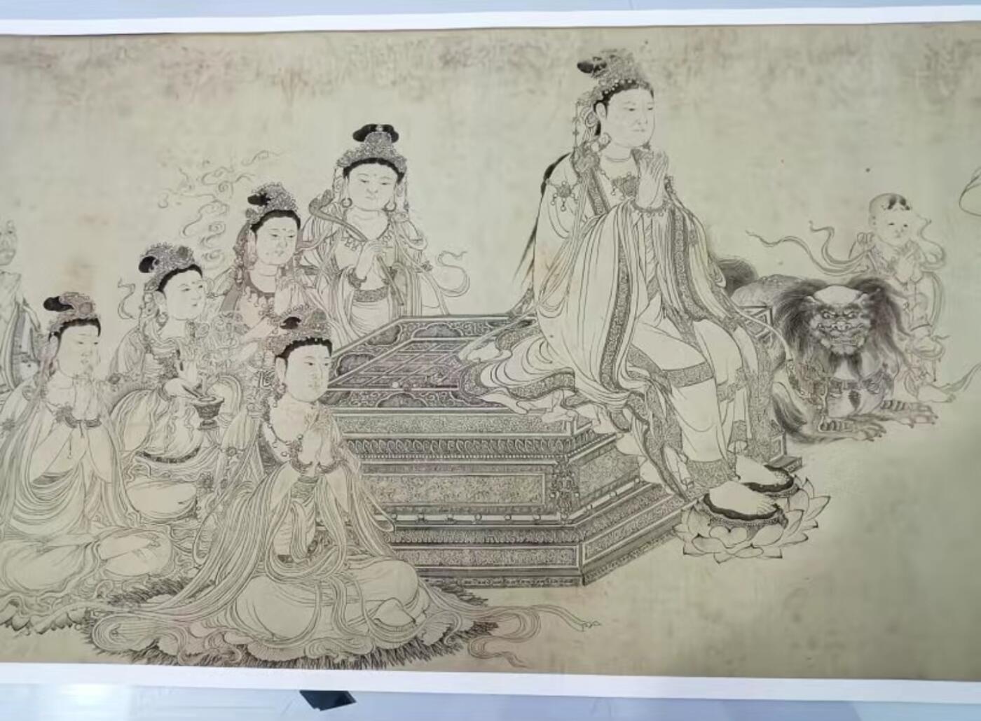古玩杂相专场《4》 李公麟维摩演教图 29*165cm