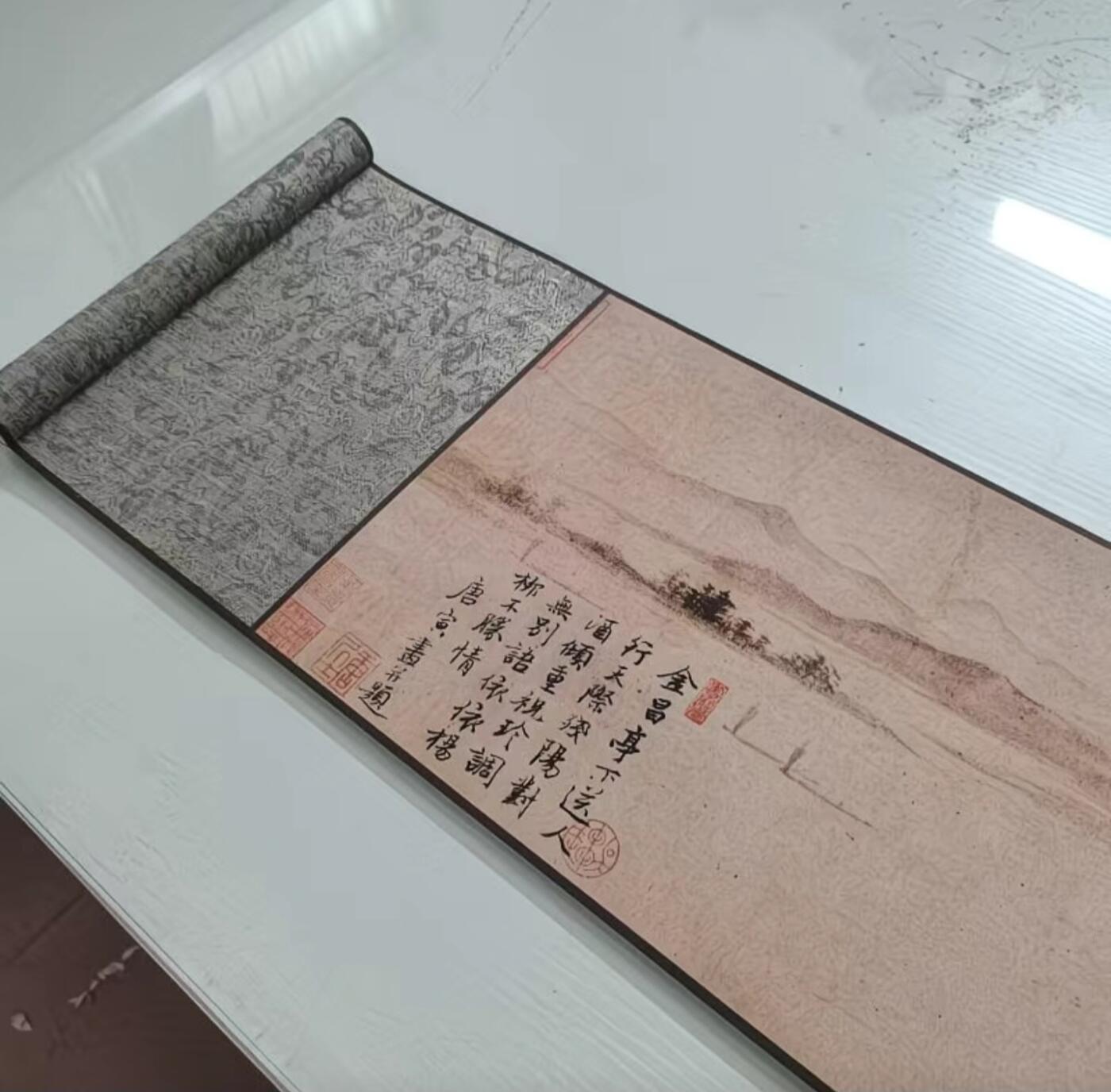   听雨轩  名家卷轴字画 唐寅唐伯虎金昌送别图手卷