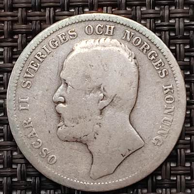 布加迪🐬～世界钱币(上海)🌾第 244 期 /  各国套币和散币 - 瑞典🇸🇪 1898年 1克朗银币 奥斯卡二世 25mm