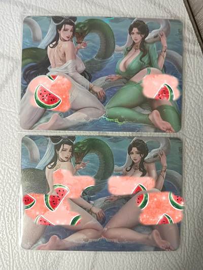 花开卡拍第39期（9月21号周日截拍，品控勿拍!!!拍品不寄存，运费5元，自制卡难免瑕疵，可能存在轻微撞角爆边等出厂瑕疵，品控介意勿拍！） - 绘天阁 青白蛇艺术对卡 彩闪