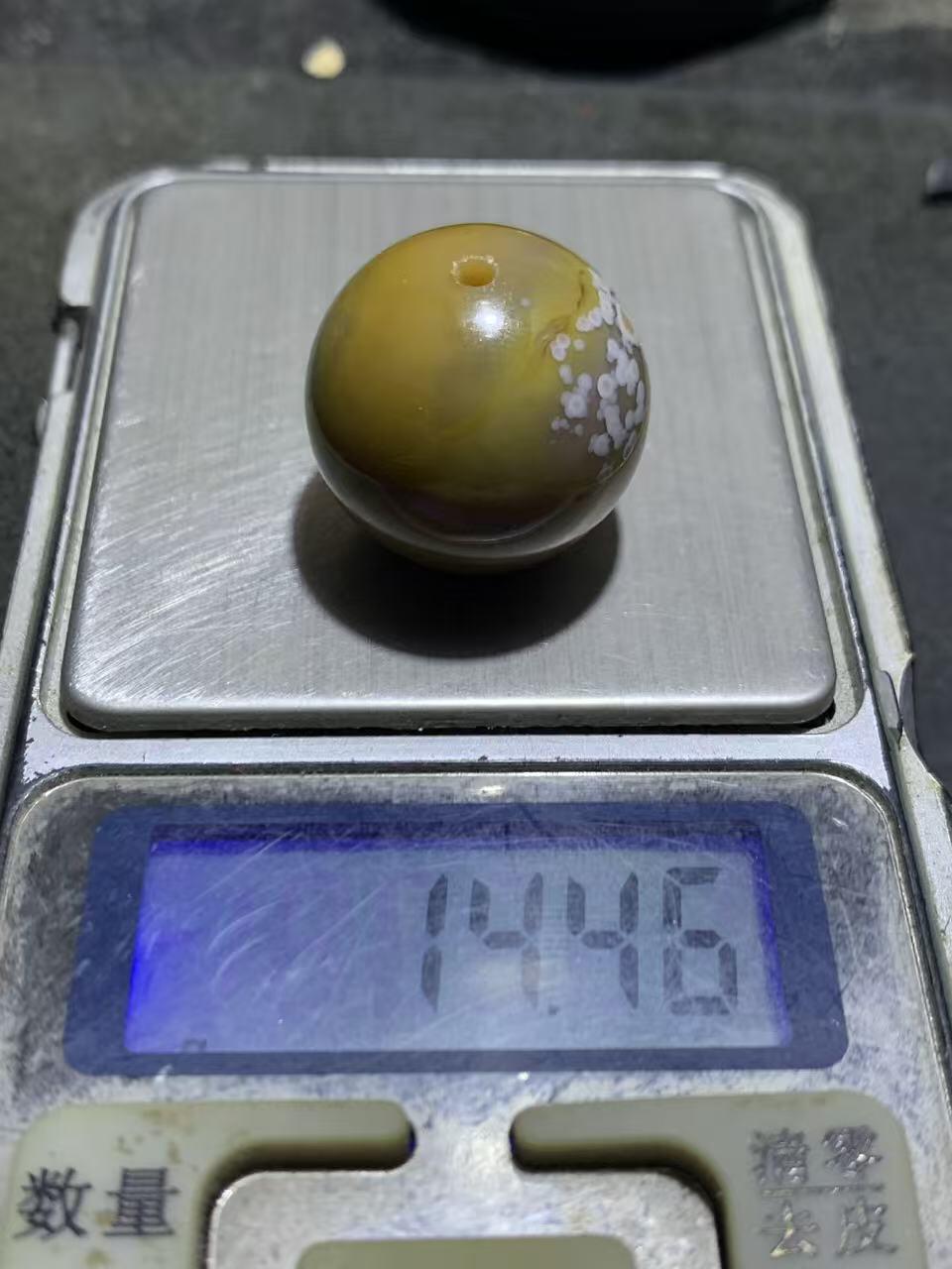 精美罕见高玉化冻料鱼籽纹战国红玛瑙圆珠一颗
