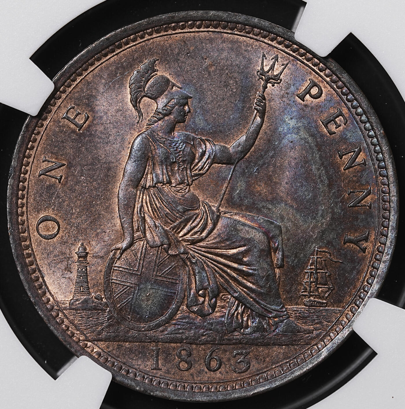 修遠堂世界钱币第八十五期 NGC MS62RB 1863年英国1便士铜币