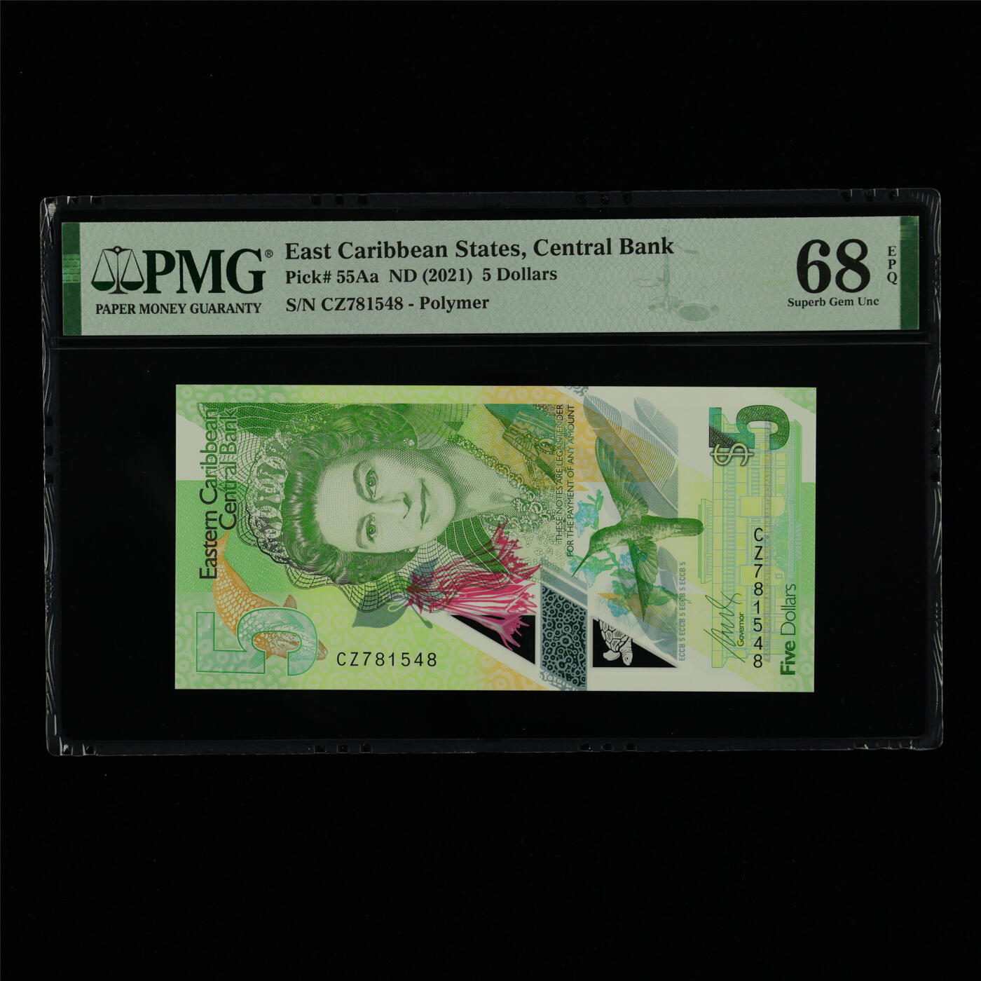 【亘邦集藏】第213期拍卖 2021年 东加勒比海5元 PMG 68EPQ CZ781548