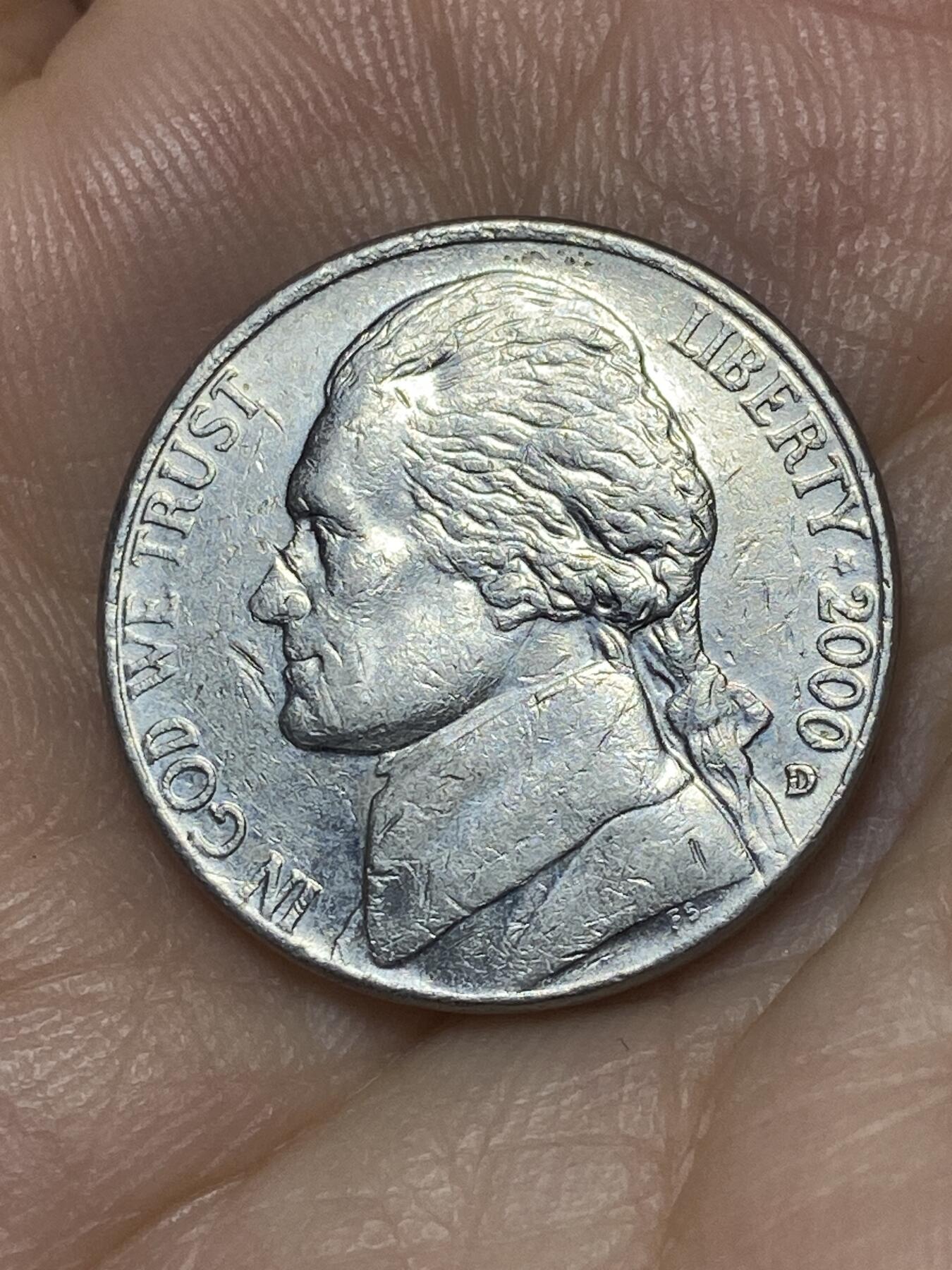 2025年第九十三场(总第一百一十九场）外国好品散币(免佣金) 美国🇺🇸2000年5分(杰斐逊5分，第三版D标丹佛造)