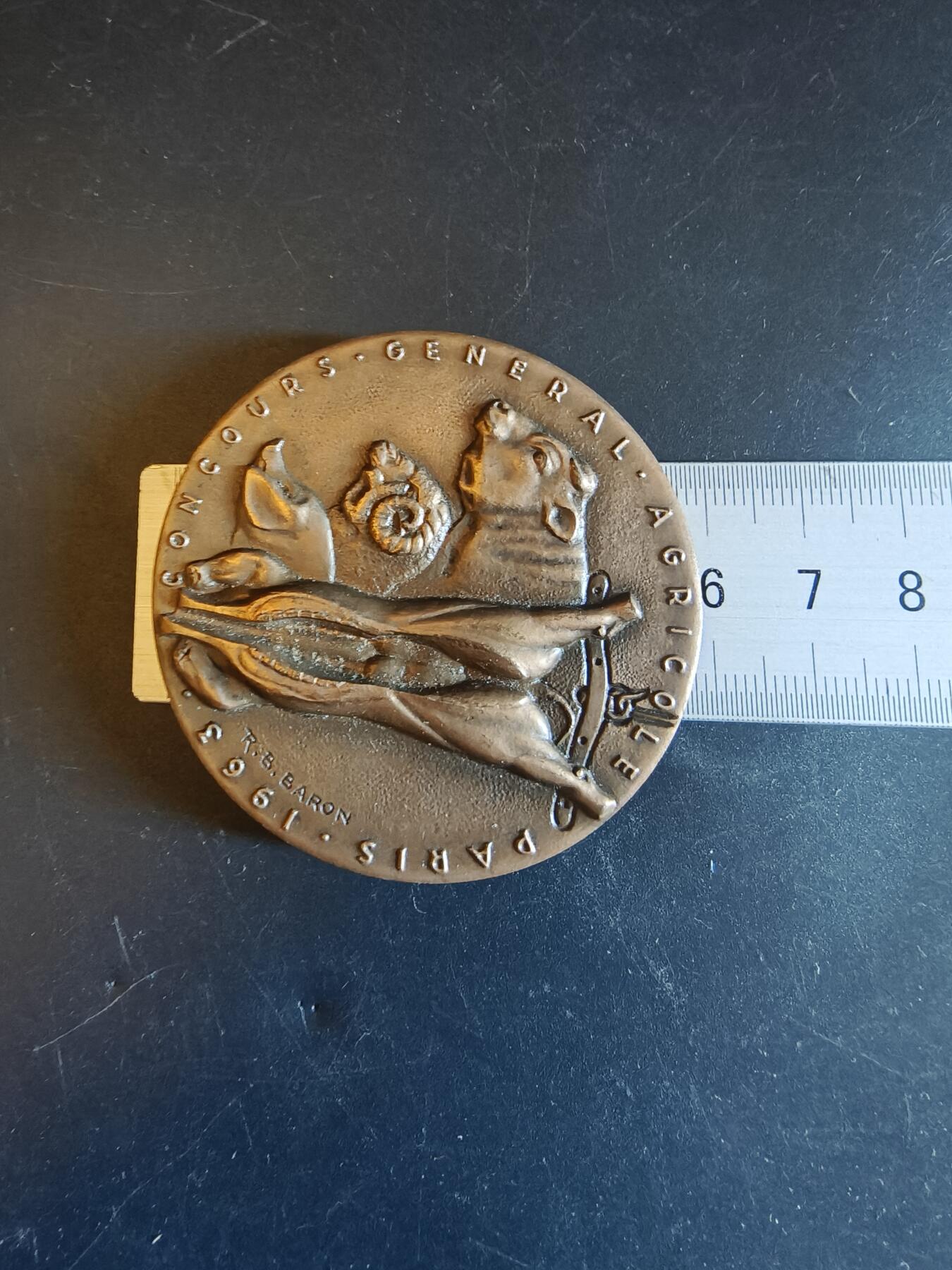 老王徽章第150期 法国1963年巴黎农业综合竞赛大铜章     直径50mm   重量117.1g