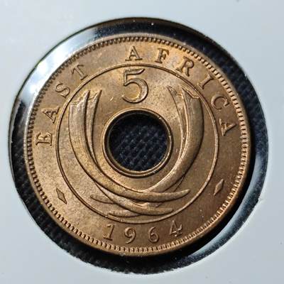 KK钱币收藏小铺 第341场 2月预留时间 周末发货 - 1964英属东非5分 好品