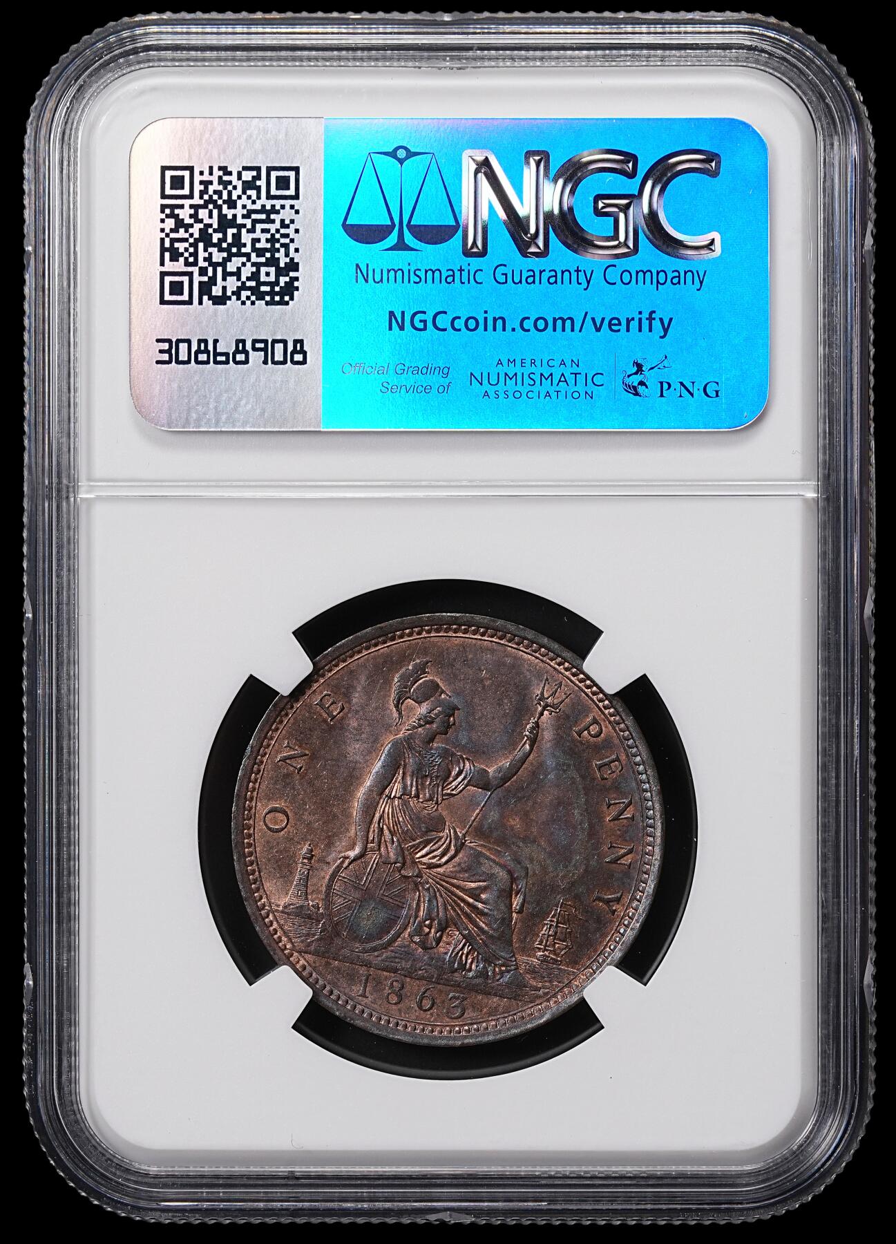 修遠堂世界钱币第八十五期 NGC MS62RB 1863年英国1便士铜币