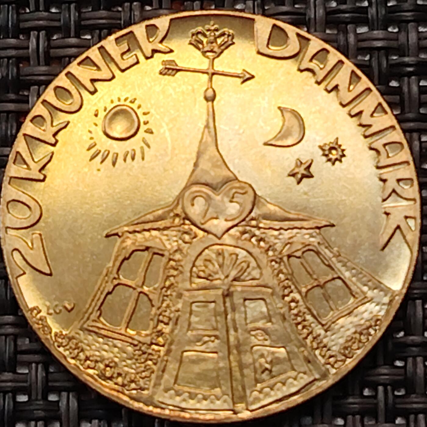 布加迪🐬～世界钱币(上海)🌾第 244 期 /  各国套币和散币 丹麦🇩🇰 1992年 20克朗 玛格丽特二世银婚纪念币 较少见品种