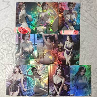 花开卡拍第39期（9月21号周日截拍，品控勿拍!!!拍品不寄存，运费5元，自制卡难免瑕疵，可能存在轻微撞角爆边等出厂瑕疵，品控介意勿拍！） - 皇帝的新衣 国漫女神 彩闪10张，其中有一张轻微撞角介意勿拍
