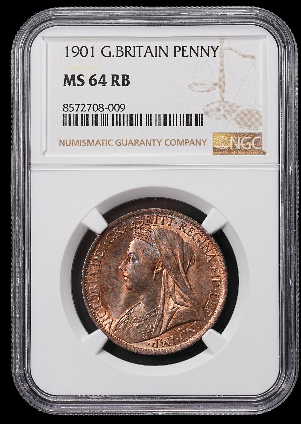 修遠堂世界钱币第八十五期 NGC MS64RB 1901年英国1便士铜币