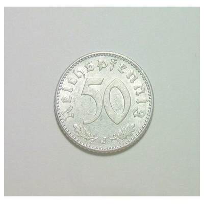 【旋风钱币】10月4日19:00准时开拍 精美欧洲币章 第三帝国货币等 全场包邮！ 德国第三帝国1943年J版50芬尼 爽品