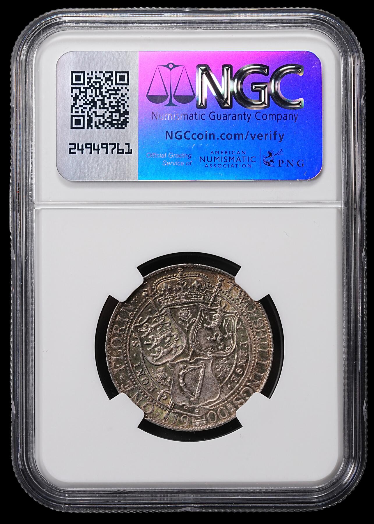 修遠堂世界钱币第八十五期 NGC MS62 1900年英国2先令银币 五彩