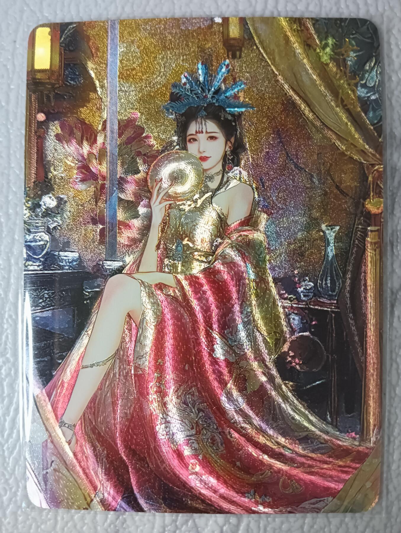 花开卡拍第39期（9月21号周日截拍，品控勿拍!!!拍品不寄存，运费5元，自制卡难免瑕疵，可能存在轻微撞角爆边等出厂瑕疵，品控介意勿拍！） 西游记卡牌 女儿国国王 粗闪 纹理超级精细