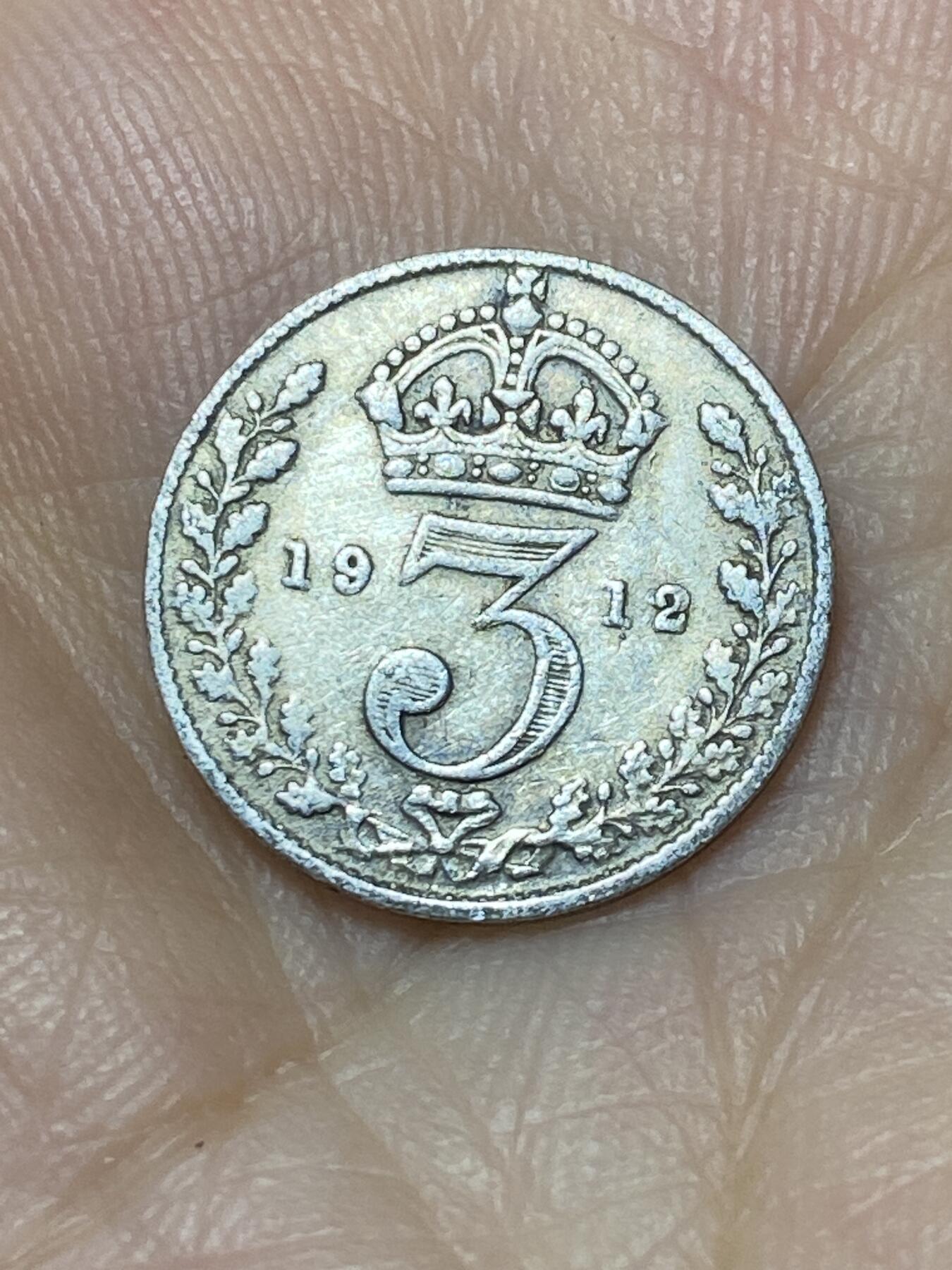 2025年第九十四场(总第一百二十场）外国好品散币(免佣金) 英国🇬🇧1912年3便士银币(乔治五世第一版，925银)