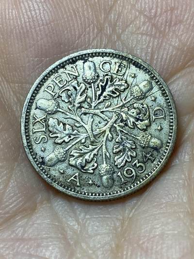2025年第九十四场(总第一百二十场）外国好品散币(免佣金) - 英国🇬🇧1934年6便士银币(乔治五世第五版，500银)