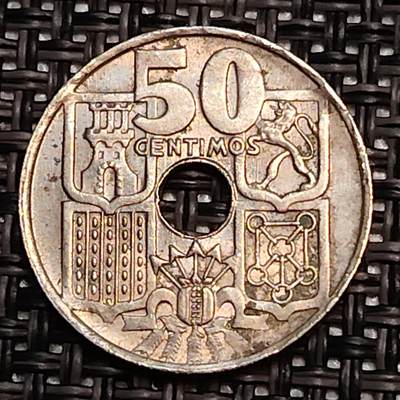 布加迪🐬～世界钱币(上海)🌾第 244 期 /  各国套币和散币 - 西班牙🇪🇸 1949年 50分