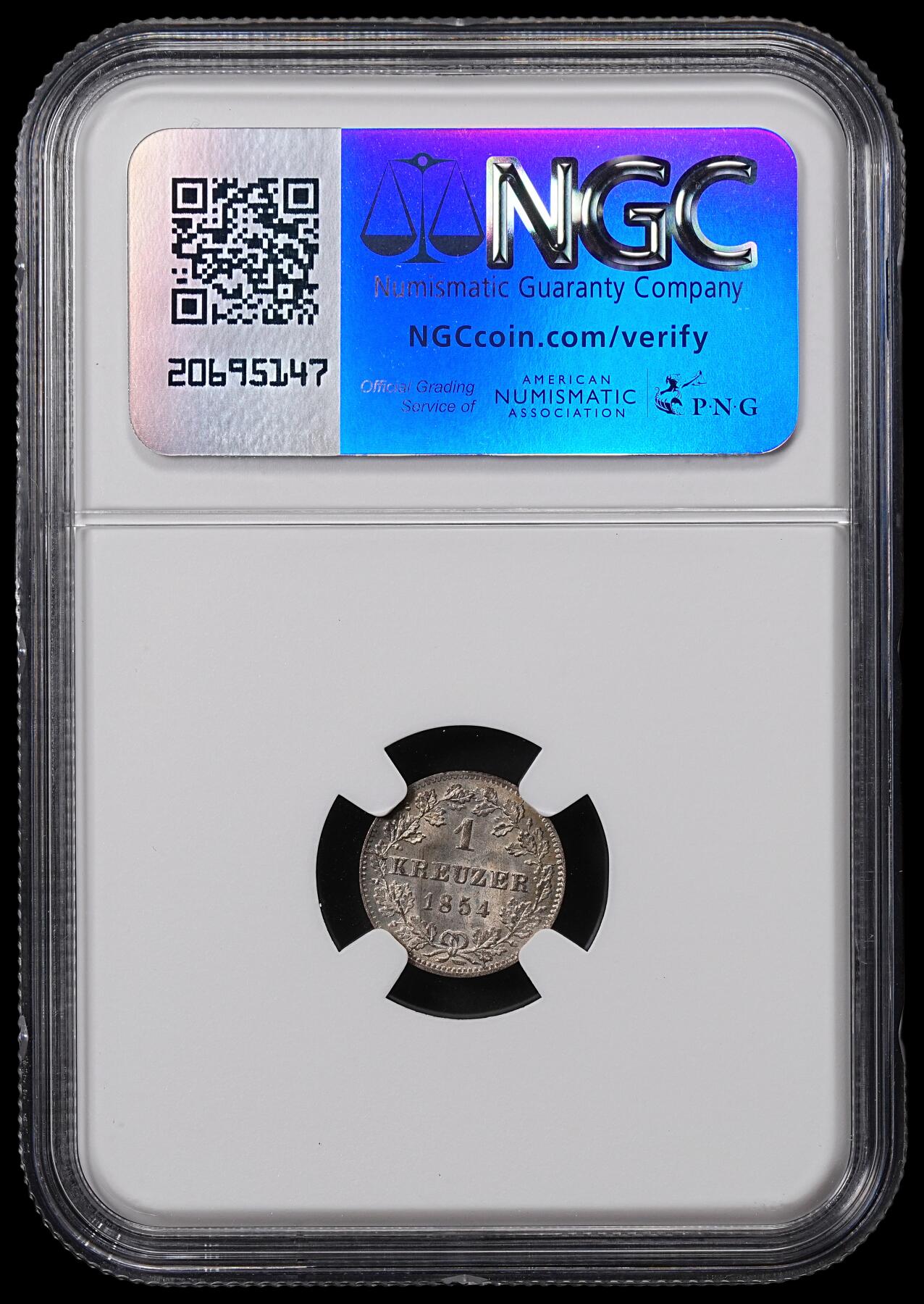 修遠堂世界钱币第八十五期 NGC MS65 1854年符腾堡1克鲁泽 冠军分