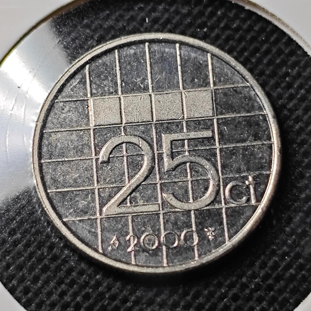 KK钱币收藏小铺 第342场 2月预留时间 周末发货 2000荷兰25分 末年