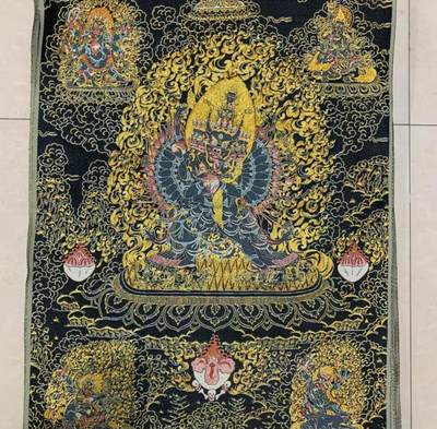 刺绣唐卡专场 - 西藏佛像刺绣  大威德金刚 金丝唐卡40*60cm