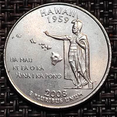 布加迪🐬～世界钱币(上海)🌾第 244 期 /  各国套币和散币 - 美国🇺🇸 2008年 25分 夏威夷州纪念币