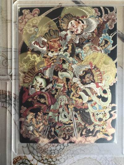 奇趣收藏卡牌拍卖第23场 山河潮玩协会 心染 四大天王+合照，共5张粗闪，全新覆膜卡夹卡膜保护