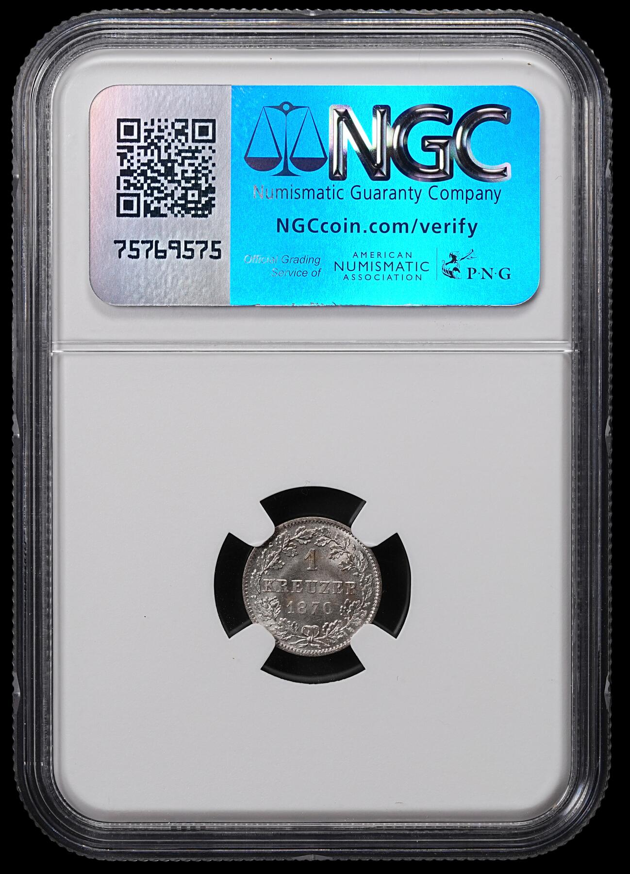 修遠堂世界钱币第八十五期 NGC MS66 1870年符腾堡1克鲁泽